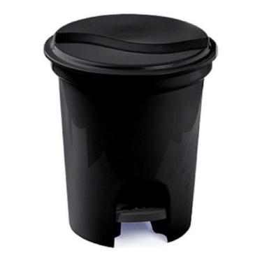 Imagem de Lixeira Com Pedal 13 Litros Redonda Preto Plasvale