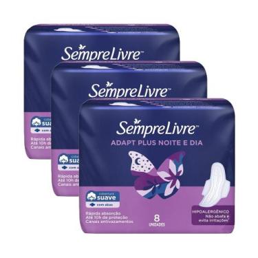 Imagem de Kit 3 Absorvente Externo Sempre Livre Adapt Plus Noite e Dia Cobertura
