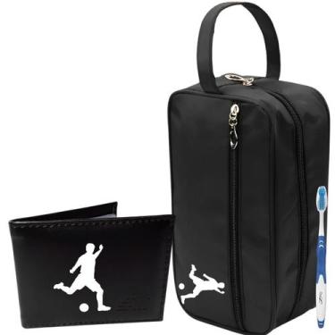 Imagem de Kit Nécessaire Preta Premium Com Carteira Executiva Futebol - STM