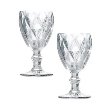 Imagem de Jogo 2 Taças de Vidro Diamond Cor Transparente para Água Vinho Lyor 32