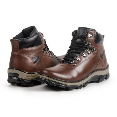 Imagem de Bota Masculina Cano Alto Coturno Couro Trilha Adventure Espumado Confo