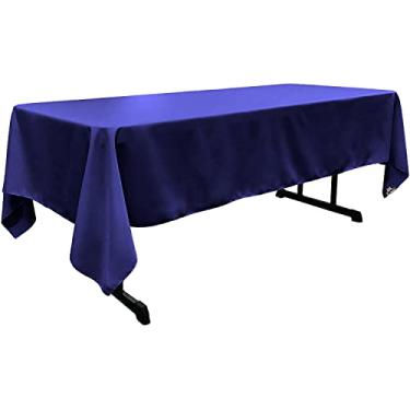 Imagem de LA Linen Toalha de mesa retangular de popelina de poliéster, 152 x 259 cm, azul royal