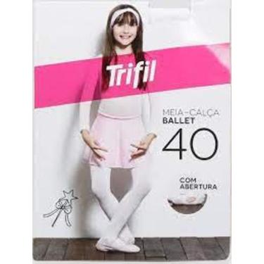 Imagem de Meia Calça Infantil Trifil Ballet/jazz Fio 40 Rosa Com Abertura, Branc