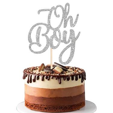 Imagem de Rsstarxi 1 Pack Oh Boy Cake Topper Glitter Oh Baby Boy Cake Pick Baby Shower Cake Decorations for Gender Reveal Theme Baby Baptism Kids Birthday Party Decorations Silver