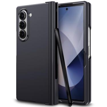 Imagem de DNTMZIN Capa para Samsung Z Fold 5 com S Pen, com proteção de dobradiça, protetor de tela externo embutido, capa protetora de celular slim fit para Samsung Galaxy Z Fold 5, preta 018-ZFOLD5-01