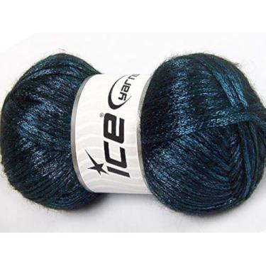 Imagem de Glam Universe Fio de mistura de nylon de lã difusa metálico 100 gramas, 250 jardas - azul escuro do mar Egeu, preto