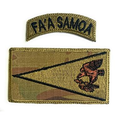 Imagem de Almost SGT Patch da bandeira da Samoa Americana e torneira FA'A - Engraçado Tático Militar Moral Bordado Gancho Suporte Multicam OCP