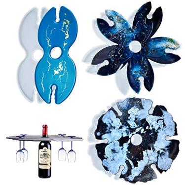 Imagem de Conjunto de moldes de resina de silicone em forma de flor, suporte para copos de vinho, suporte para copos, moldes de fundição de resina epóxi, suportes para taças, artesanato, casa, cozinha, bar,