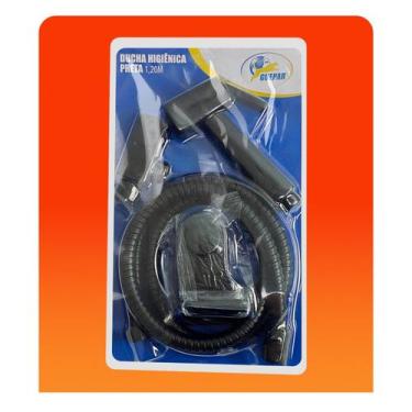 Imagem de Ducha Higiênica Para Banheiro Completa Luxo Inox preta válvula de cobr