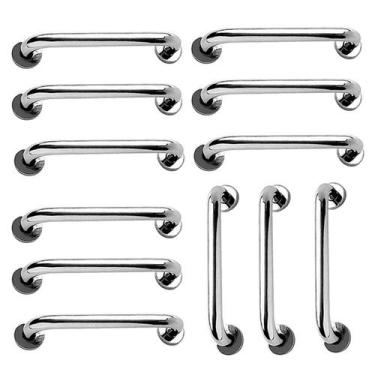 Imagem de Alça de Apoio 30cm Inox Barra Kit 12 Unidades Deficiente Idoso Banheir