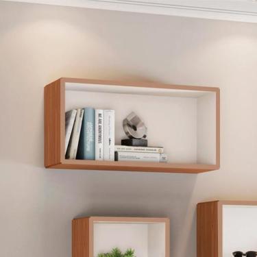 Imagem de Nicho de Parede para Livro Retangular 66x33 Cm MDF Freijó Off White Da
