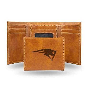 Imagem de NFL Rico Industries Carteira com três dobras gravadas a laser, cor do time New England Patriots, 8,2 x 10,16 cm