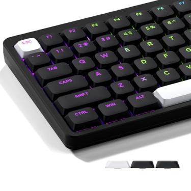 Imagem de XVX Teclas pretas de perfil baixo, conjuntos de teclas Shine Through, teclado PBT Double Shot Compatibilidade com 60% 75% 80% 85% 100% MX Switches Mecânicos - Apenas teclas
