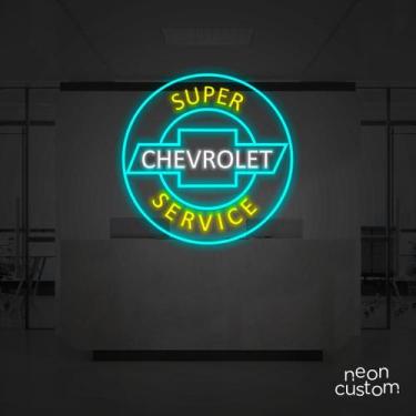 Imagem de painel letreiro led Neon Super Chevrolet decoracao festa bar - Neon Cu