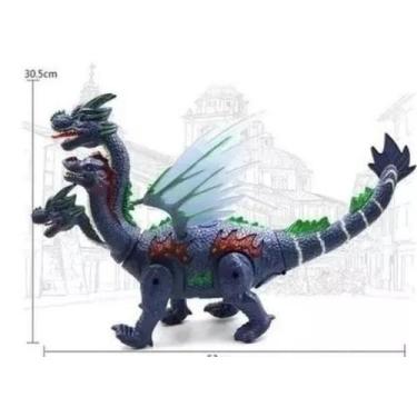 Imagem de Dragão Brinquedo 4 Cabeças Dinossauro Grande Luz Som Ovos - toy king