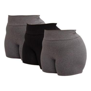 Imagem de Kit 3 Short Plus Size Fitness Feminino Curto Cintura Alta - Rivas, Cin