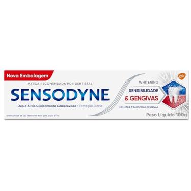 Imagem de Sensodyne Creme Dental Sensibilidade e Gengivas Whitening com Flúor, Duplo Alívio para Sensibilidade dos Dentes e Problemas nas Gengivas, Clareamento Dental, 100g
