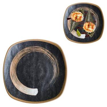 Imagem de Prato Oriental Preto 20cm Restaurante Japones 100% Melamina - Bm36