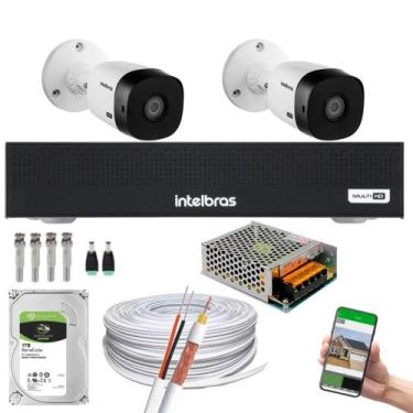 Imagem de Kit Intelbras 2 Camera Seg 1220B Fullhd Dvr Mhdx 3004-C +1Tb