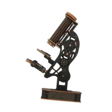 Imagem de MERIGLARE Kit de quebra-cabeça de microscópio de madeira 3d, brinquedo montessori, artesanato em madeira, brinquedo de inteligência criativa, montagem diy, Preto