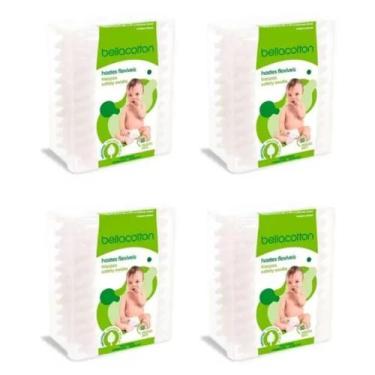 Imagem de Kit 4 Cotonetes Para Bebê Bellacotton Com 50 Unidades Cada