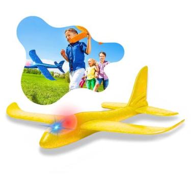 Imagem de Avião De Isopor Planador Manual Voa Com Luz - dutetoys, Amarelo