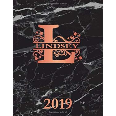 Imagem de Lindsey 2019: Personalized Name Weekly Planner 2019. Monogram Letter L Notebook Planner. Black Marble & Rose Gold Cover. Datebook Calendar Schedule