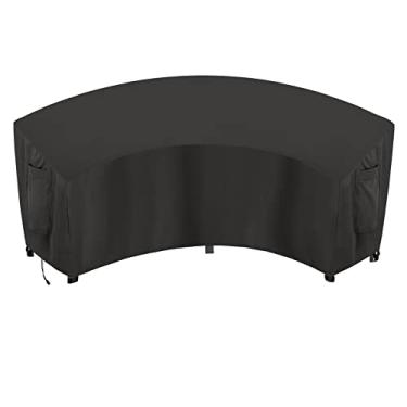 Imagem de OutdoorLines Capa seccional curvada à prova d'água para ambientes externos - Capas de sofá seccionais à prova de vento resistente a UV para deck, gramado e quintal, capas de móveis resistentes (120Lx36Dx38Hx82FL, preta)