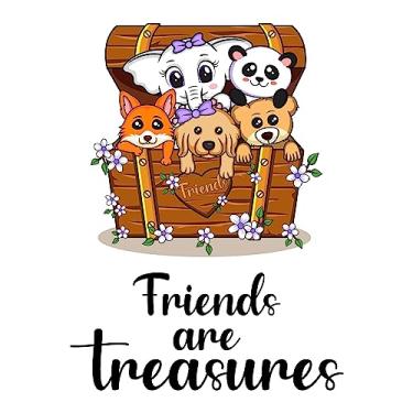 Imagem de Decalque de parede com citação fofa Friends are Treasures Friends are Treasures Quote Cute Size: 71 cm x 101 cm