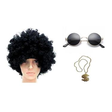 Imagem de Fantasia hippie anos 80 mc adulto 3 peças festas - MC PRESENTES, DOURA