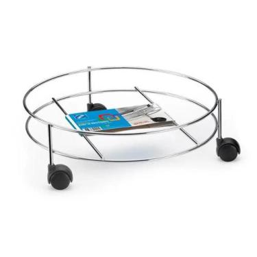 Imagem de suporte multiuso para botijao vaso galao com rodizio arthi cromado - 1