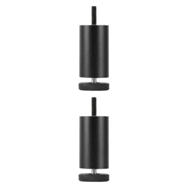 Imagem de ＫＬＫＣＭＳ 2x Móveis ajustáveis ​​pernas suportam as pernas redondo o pé de substituição do sofá para refrigerador de cama de ar condicionado, Preto, 6cm