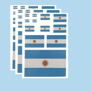 Imagem de Ruoming Ruoming Conjunto de adesivos de bandeira nacional, vários tamanhos, 3 folhas (Argentina)
