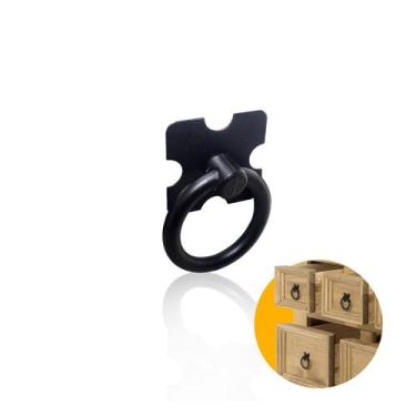 Imagem de Puxador Para Portas E Gavetas Preto Envelhecido Argola - Bigfer