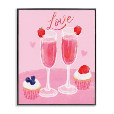 Imagem de Stupell Industries Design de arte de parede giclée emoldurado preto champanhe gêmeo dos namorados por Be Ni La, 61 x 76