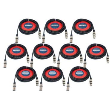 Imagem de Kit 10 Cabos Microfone / Dmx - Xlr / Canon Balanceado 3 Mts - Vilacab