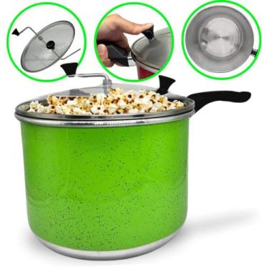 Imagem de Pipoqueira N20 Verde Alumínio com Tampa de Vidro 4 Litros - Aluminio A