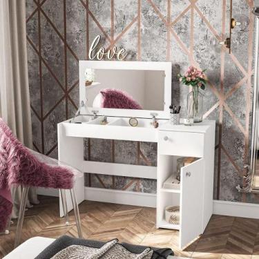 Imagem de Penteadeira Iracema com Tampo Porta Objetos com Espelho 1 Gaveta 1 Por