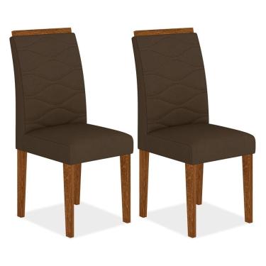 Imagem de Kit 2 Cadeiras Estofadas Everest Comfort Freijó/suede Marrom - M.a