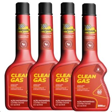 Imagem de Kit 4 Aditivo Bardahl Clean Gas Combustível Gasolina 200ml