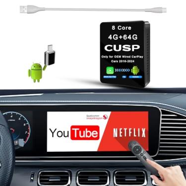 Imagem de CUSP Novo adaptador sem fio CarPlay USB Android 8 Core 4G+64G+SIM para carros CarPlay com fio de fábrica (Ano do modelo: 2016-), sem fio CarPlay Dongle Converter com fio para Wireless CarPlay e Wireless Android Auto