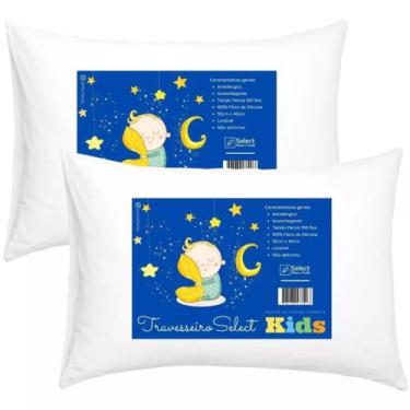 Imagem de Kit 2 Travesseiros Macios Infantil Para Bebês Antialérgico Lavável Em 