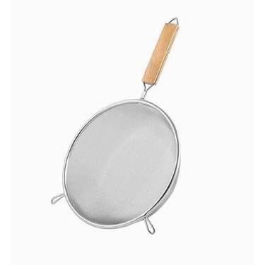 Imagem de Peneira grande de malha fina de aço inoxidável com alça resistente, coadores de alimentos de metal para cozinha (pequeno)