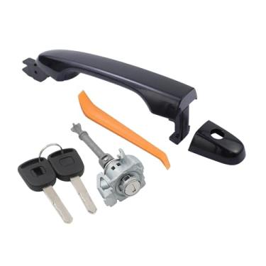 Imagem de MOTOKU Maçaneta externa dianteira esquerda preta e kit de cilindro de fechadura de porta com chaves para Honda CR-V 2012-2016 Civic 2012-2015