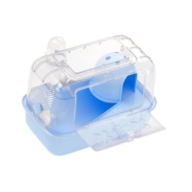 Imagem de Baoblaze Hamster Cage House, ventilação transparente, portátil respirável com alça, habitat para ratos de ratos com ratos de planador de açúcar, Azul