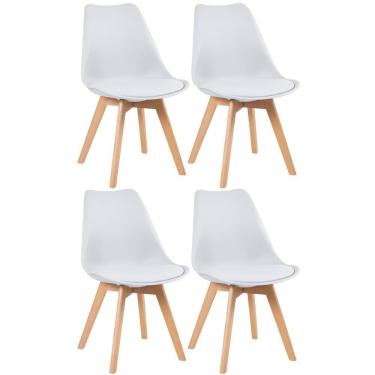 Imagem de Kit 4 Cadeiras Com Assento Estofado Leda Branco