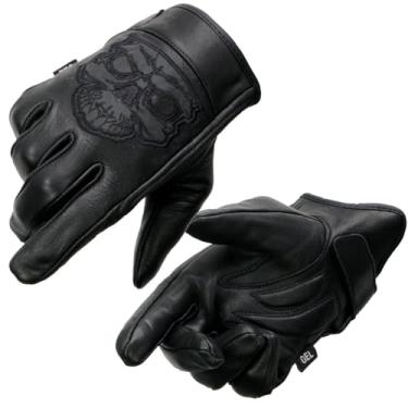 Imagem de Milwaukee Leather MG7571 Luvas masculinas de couro pretas "Reflective Skull" com tecnologia Cool Tec - Pequena