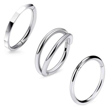 Imagem de Ruifan ASTM F136 Anéis de nariz de titânio para mulheres 20G 18G 16G Clicker Anel de nariz de septo articulado lábio hélice cartilagem argola brinco daith torre concha piercing corporal joias para