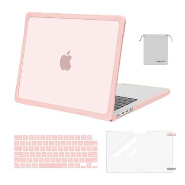 Imagem de MOSISO Compatível com MacBook Pro de 14 polegadas 2025-2021 M5 M4 M3 M2 M1 A3434 A3112 A3185 A3401 A2918 A2992 A2779 A2442, capa rígida antiarranhões e película de TPU Película de tela e bolsa Rosa