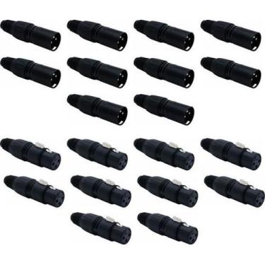 Imagem de Kit 20 Conector Xlr Canon Femea E Macho Preto Sk013 Sk014 - CSR
